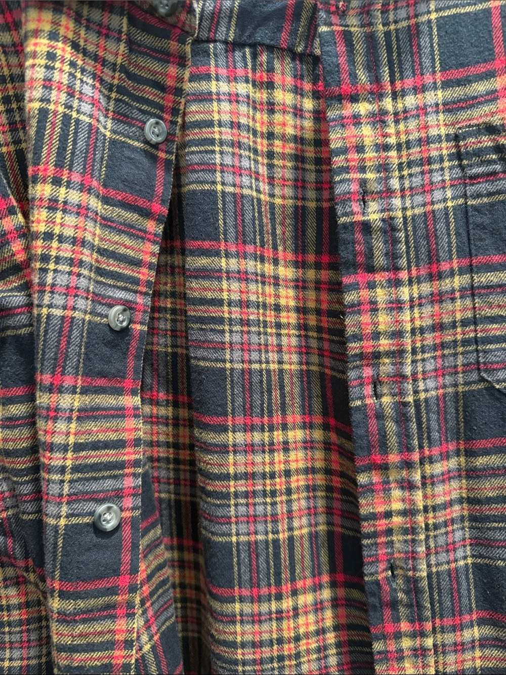 Men’s Plaid Button-Up Shirt in Black, Red & Tan - Picture 2 of 2